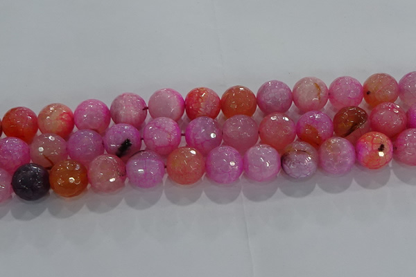 CAG8966 15.5 inches 12mm faceted round fire crackle agate beads