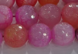 CAG8967 15.5 inches 14mm faceted round fire crackle agate beads