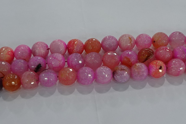 CAG8967 15.5 inches 14mm faceted round fire crackle agate beads