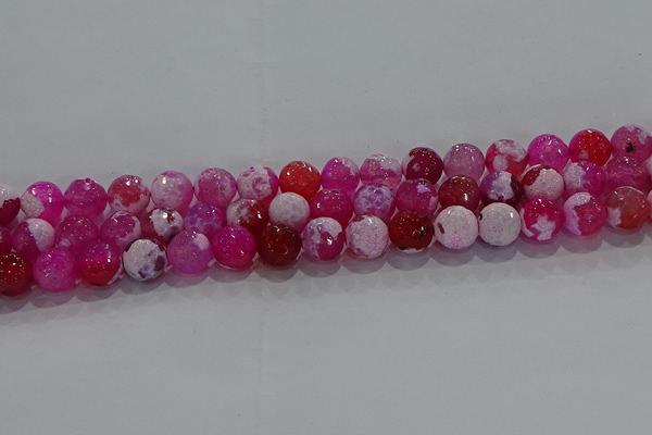 CAG8972 15.5 inches 8mm faceted round fire crackle agate beads