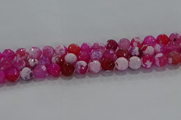 CAG8973 15.5 inches 10mm faceted round fire crackle agate beads