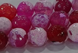 CAG8974 15.5 inches 12mm faceted round fire crackle agate beads