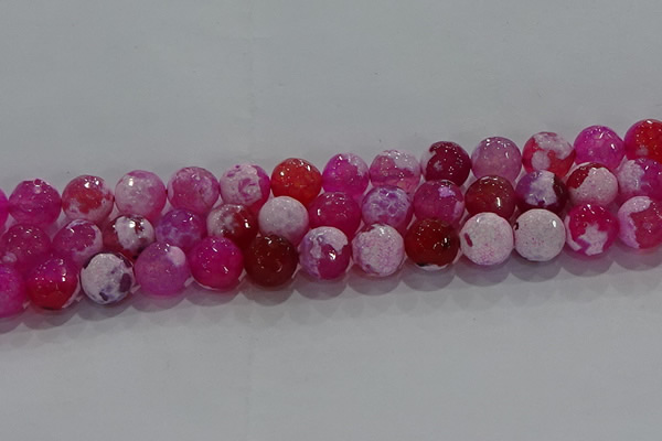 CAG8974 15.5 inches 12mm faceted round fire crackle agate beads