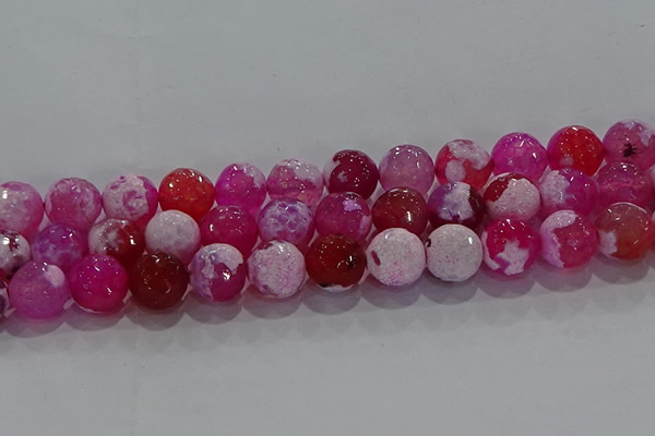 CAG8975 15.5 inches 14mm faceted round fire crackle agate beads