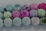 CAG8978 15.5 inches 4mm faceted round fire crackle agate beads