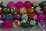 CAG8987 15.5 inches 6mm faceted round fire crackle agate beads