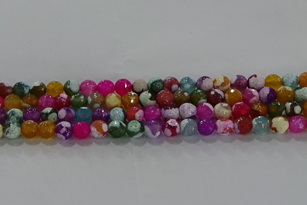 CAG8987 15.5 inches 6mm faceted round fire crackle agate beads