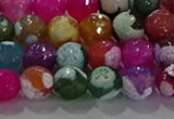 CAG8988 15.5 inches 8mm faceted round fire crackle agate beads