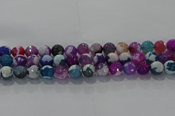 CAG8989 15.5 inches 10mm faceted round fire crackle agate beads