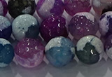 CAG8990 15.5 inches 12mm faceted round fire crackle agate beads