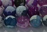 CAG8991 15.5 inches 14mm faceted round fire crackle agate beads