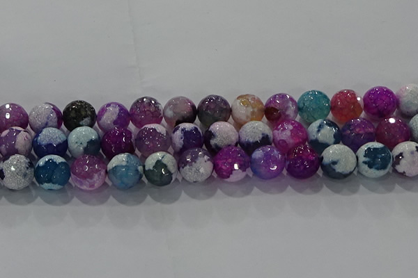 CAG8991 15.5 inches 14mm faceted round fire crackle agate beads