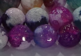 CAG8992 15.5 inches 16mm faceted round fire crackle agate beads