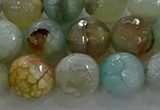 CAG8997 15.5 inches 12mm faceted round fire crackle agate beads