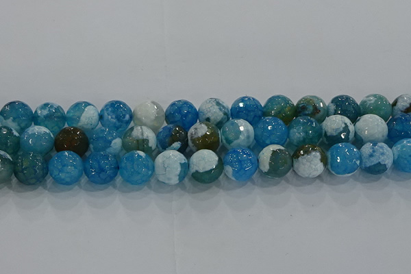 CAG9002 15.5 inches 10mm faceted round fire crackle agate beads