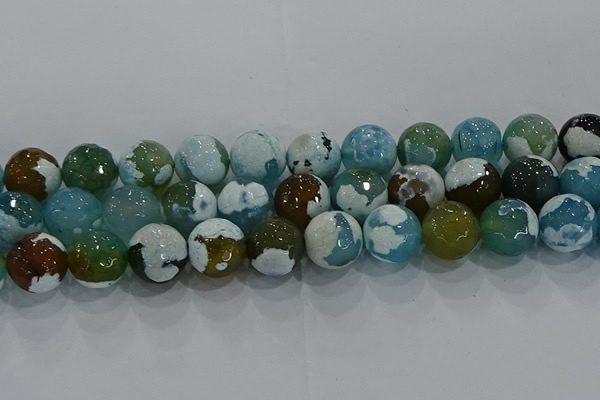 CAG9005 15.5 inches 16mm faceted round fire crackle agate beads