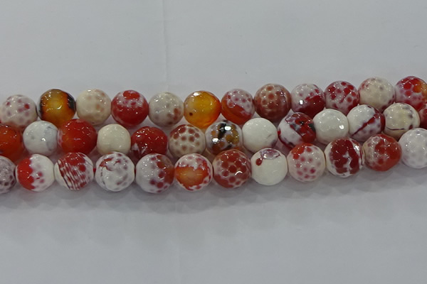 CAG9017 15.5 inches 12mm faceted round fire crackle agate beads