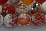 CAG9018 15.5 inches 14mm faceted round fire crackle agate beads