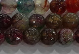 CAG9022 15.5 inches 8mm faceted round fire crackle agate beads