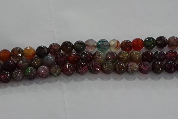 CAG9022 15.5 inches 8mm faceted round fire crackle agate beads