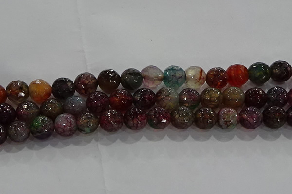 CAG9023 15.5 inches 10mm faceted round fire crackle agate beads