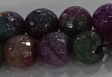 CAG9024 15.5 inches 12mm faceted round fire crackle agate beads