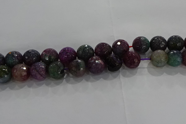 CAG9024 15.5 inches 12mm faceted round fire crackle agate beads