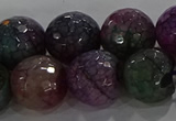 CAG9025 15.5 inches 14mm faceted round fire crackle agate beads