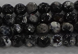 CAG9028 15.5 inches 4mm faceted round fire crackle agate beads