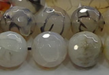 CAG9039 15.5 inches 14mm faceted round dragon veins agate beads