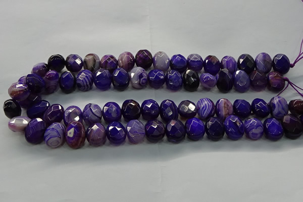 CAG9043 15.5 inches 12*16mm faceted oval line agate beads