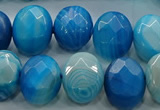 CAG9051 15.5 inches 13*18mm faceted oval line agate beads