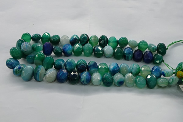 CAG9052 15.5 inches 13*18mm faceted oval line agate beads