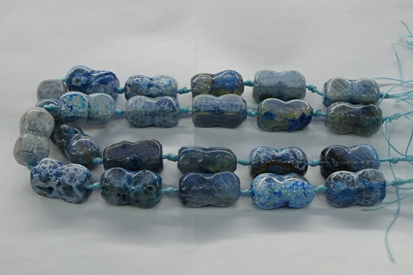 CAG9068 15.5 inches 16*30mm peanut-shaped fire crackle agate beads