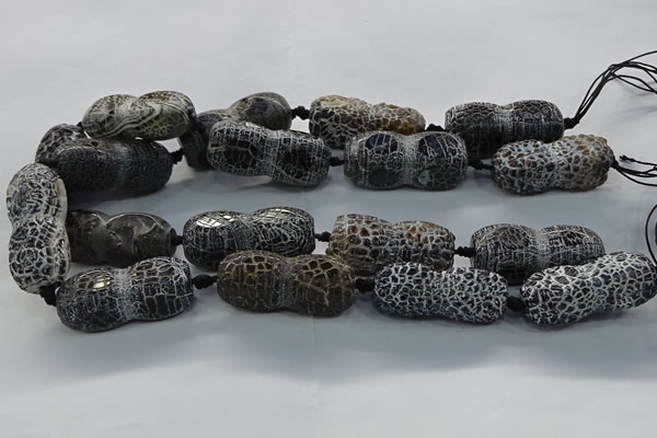 CAG9072 15.5 inches 16*40mm peanut-shaped fire crackle agate beads