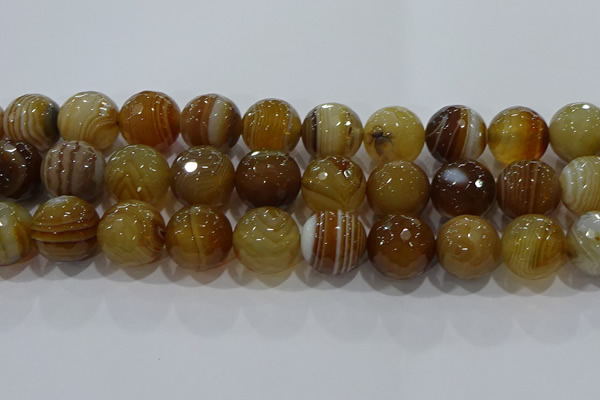 CAG9217 15.5 inches 16mm faceted round line agate gemstone beads