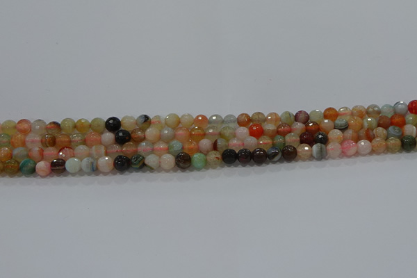 CAG9220 15.5 inches 4mm faceted round line agate beads wholesale