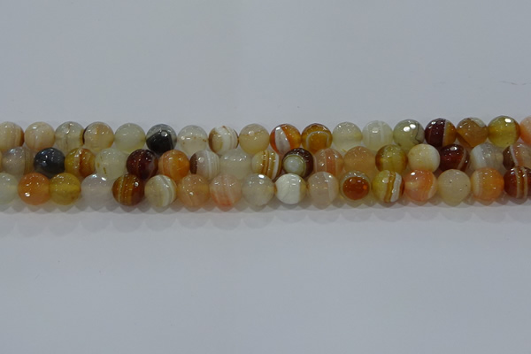 CAG9222 15.5 inches 8mm faceted round line agate beads wholesale