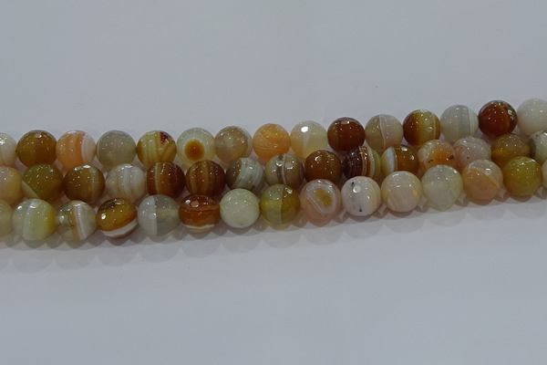 CAG9224 15.5 inches 12mm faceted round line agate beads wholesale