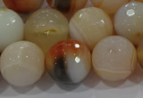 CAG9225 15.5 inches 14mm faceted round line agate beads wholesale