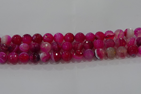 CAG9243 15.5 inches 12mm faceted round line agate beads wholesale