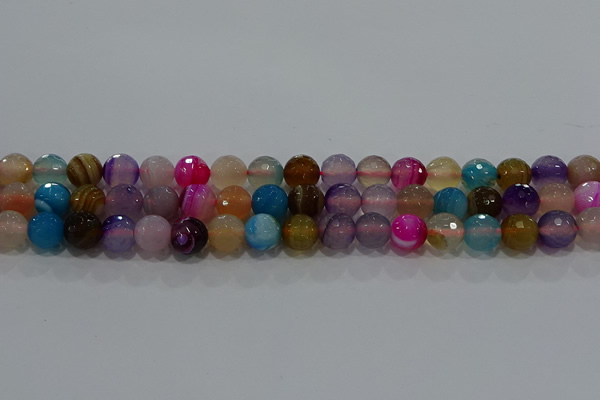 CAG9258 15.5 inches 10mm faceted round line agate beads wholesale