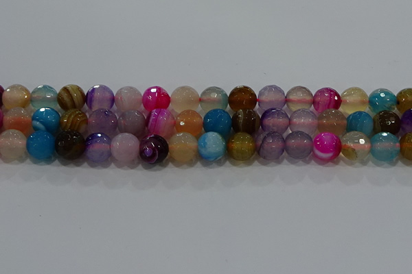 CAG9259 15.5 inches 12mm faceted round line agate beads wholesale