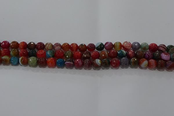 CAG9264 15.5 inches 8mm faceted round line agate beads wholesale