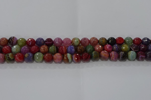 CAG9265 15.5 inches 10mm faceted round line agate beads wholesale