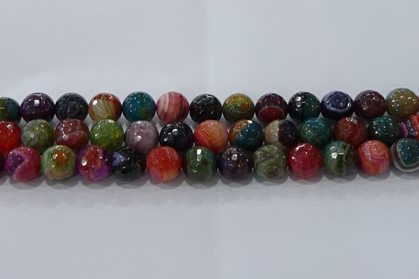 CAG9267 15.5 inches 14mm faceted round line agate beads wholesale