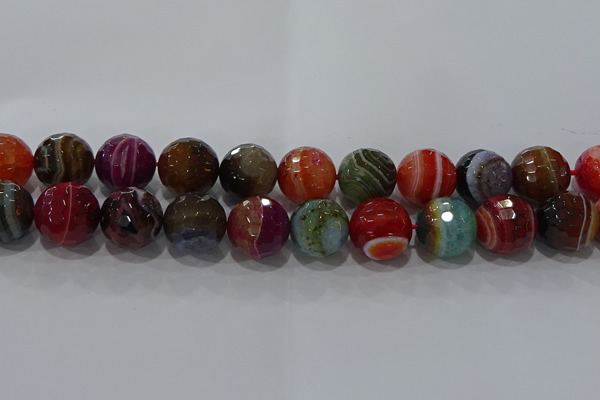 CAG9269 15.5 inches 18mm faceted round line agate beads wholesale