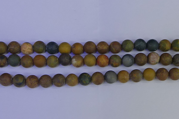 CAG9285 15.5 inches 14mm round matte ocean jasper beads wholesale