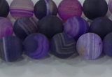 CAG9321 15.5 inches 8mm round matte line agate beads wholesale