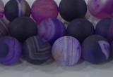 CAG9322 15.5 inches 10mm round matte line agate beads wholesale